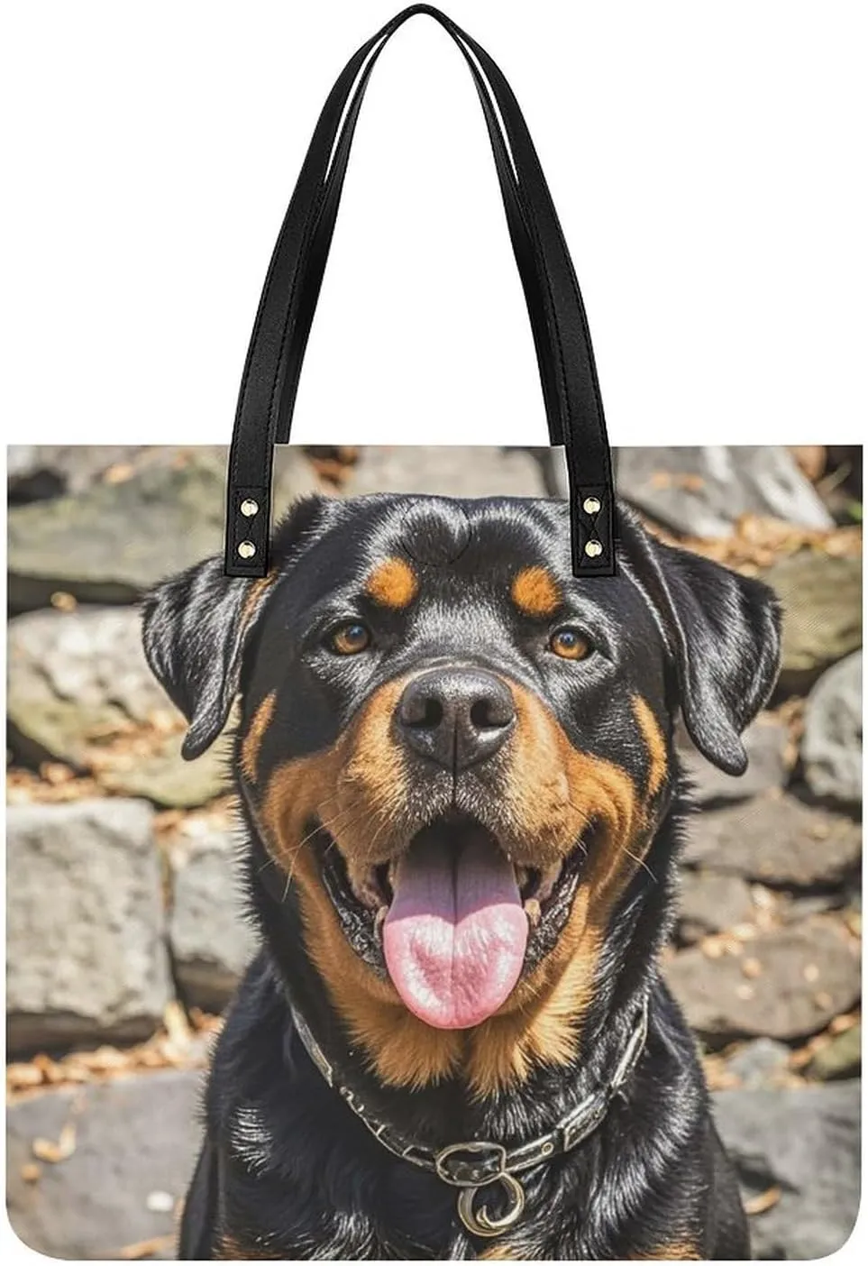 Large Grocery Bags Beach Tote Rottweiler Dogs Tongue Head Bag for Women Shoulder Bag for Travel Work Handbag