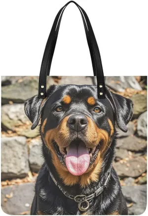 Large Grocery Bags Beach Tote Rottweiler Dogs Tongue Head Bag for Women Shoulder Bag for Travel Work Handbag