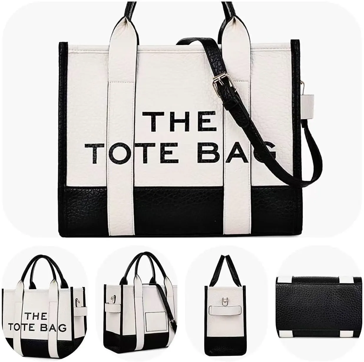 Large The Tote Bag for Women PU Leather Shoulder Crossbody Handheld Bag Zipper Purse Office School Travel Essentials