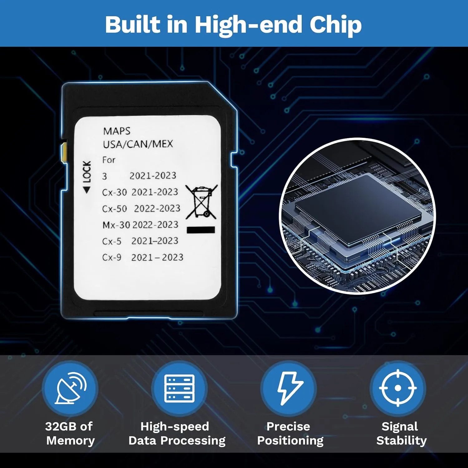 Latest Version Navigation SD Card Fits for 2021-2023 3 / CX5 / CX9 / CX30, 2022-2023 MX30 / CX50 Car GPS Navigation System for USA/CAN/MEX Maps TD2K-66-EZ1