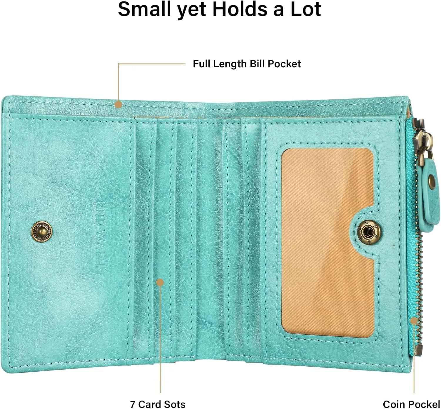 Lavemi Ultra Thin Small Compact Leather Womens Girls Wallets RFID Blocking Credit Card Holder for Women