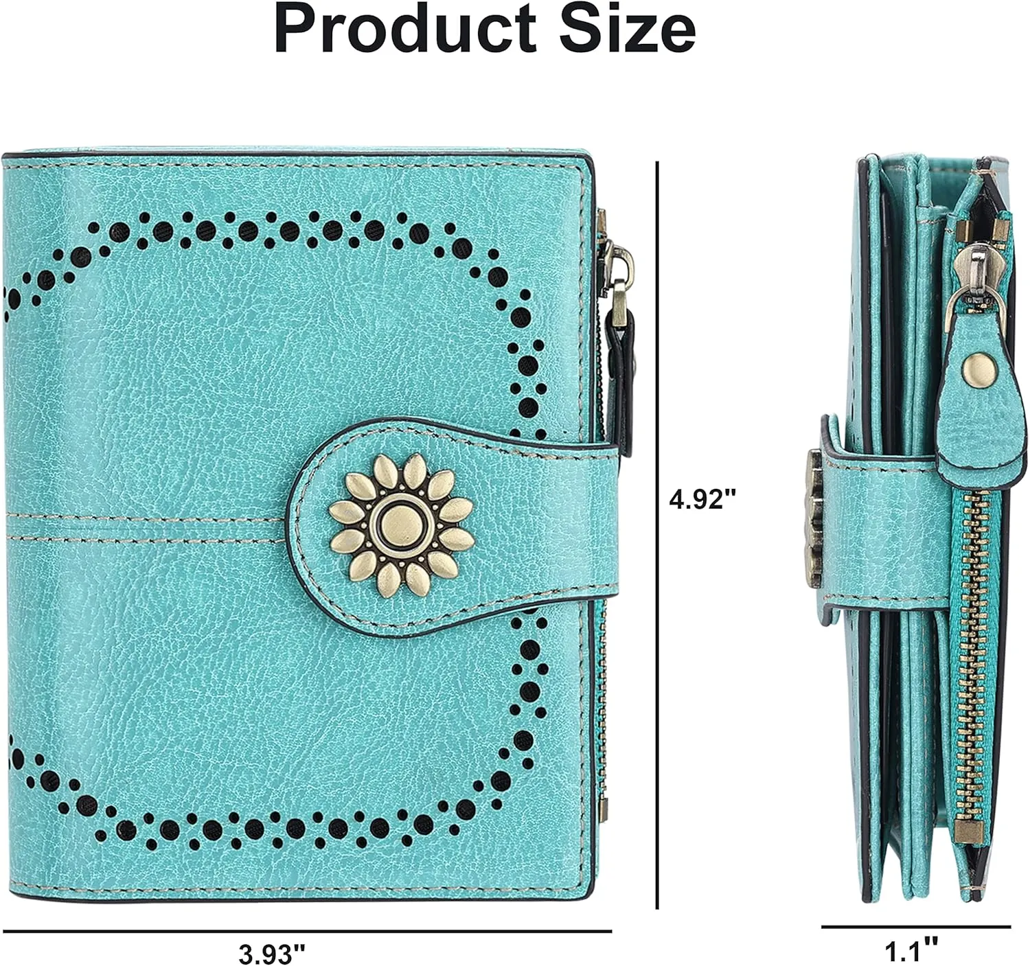 Lavemi Womens Leather Wallet Small Compact RFID Blocking Credit Card Case Purse with Zipper Pocket
