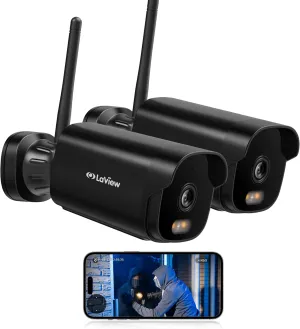 LaView Outdoor Security Cameras 3K 5MP HD,Cameras for Home Security with AI Human Detection,IP65 Waterproof,2-Way Talk,Clear Night Vision,2.4G WiFi,SD Card Slot&US Cloud Storage,Work with Alexa(2pcs)