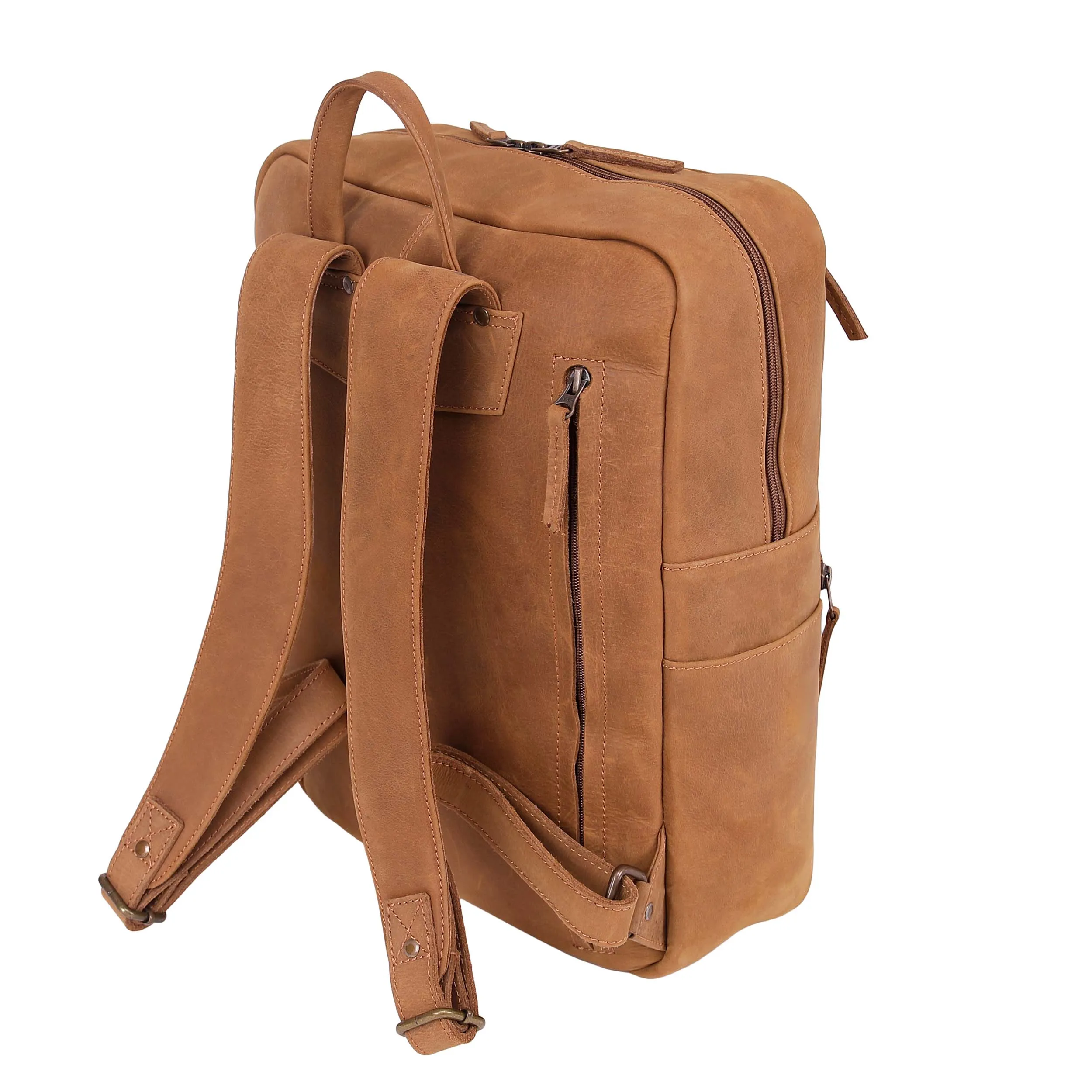 Leather Backpack 8890 - Light Brown
