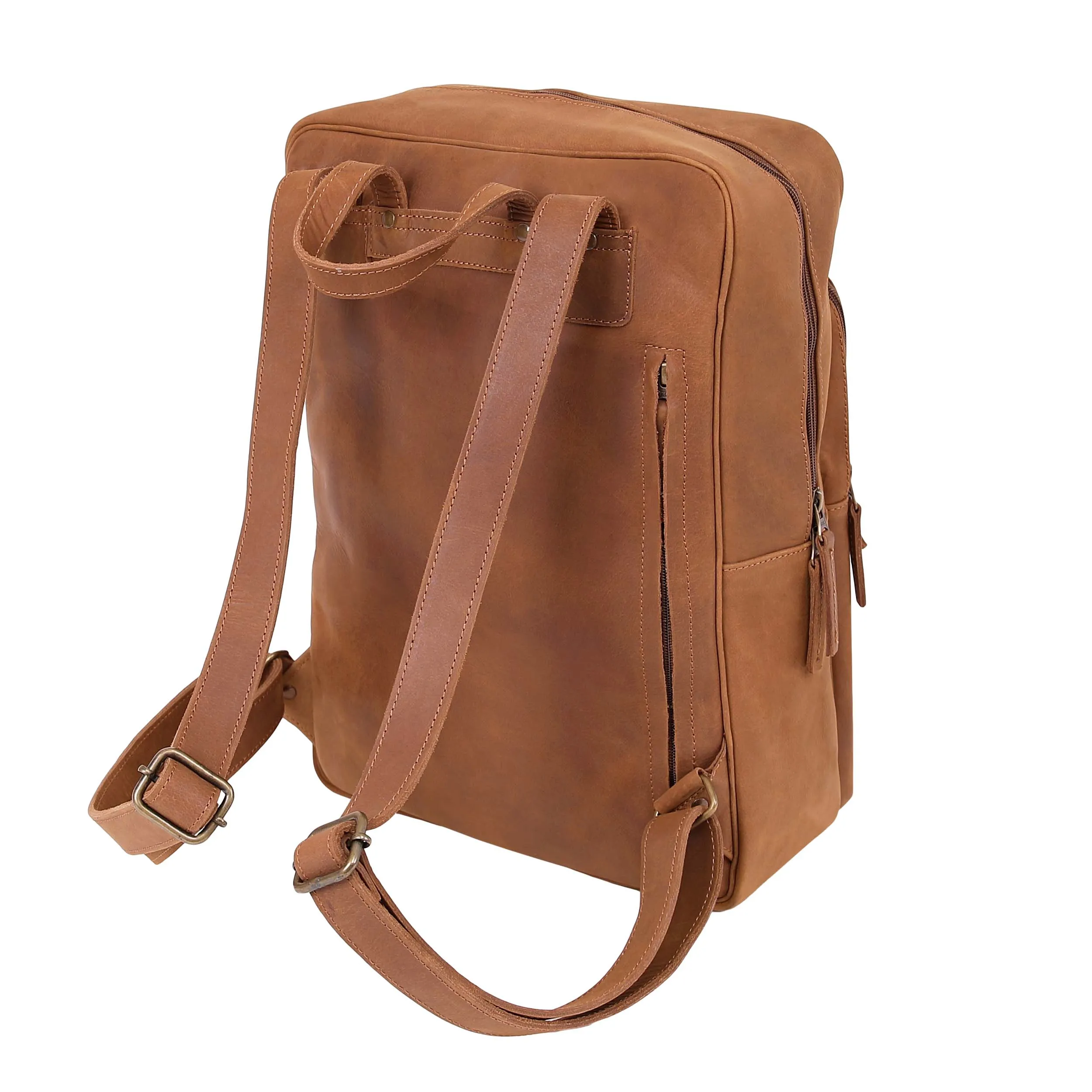 Leather Backpack 8891 - Light Brown