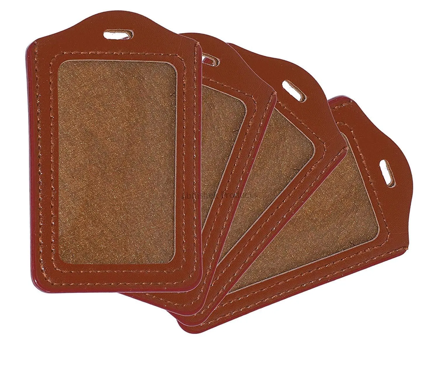 Leather Clear ID Window ID Badge Holder Vertical ID Card Holder