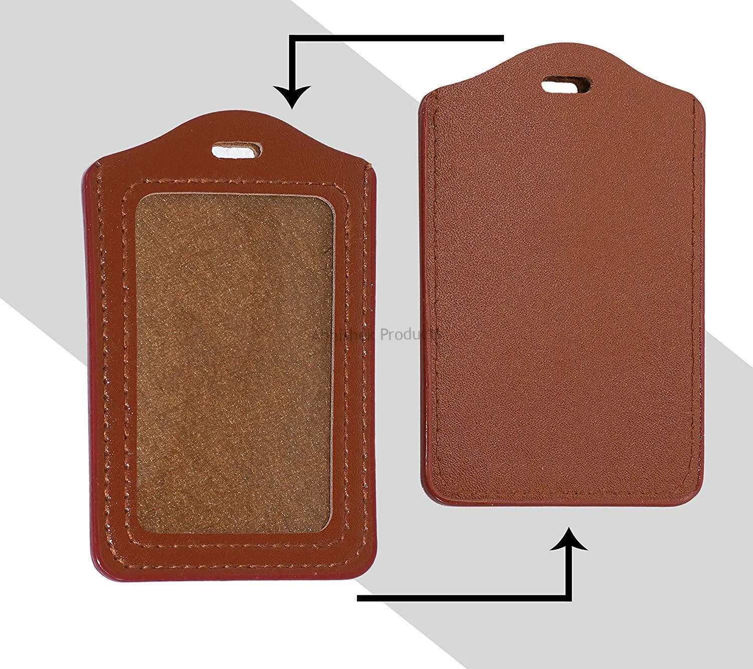 Leather Clear ID Window ID Badge Holder Vertical ID Card Holder
