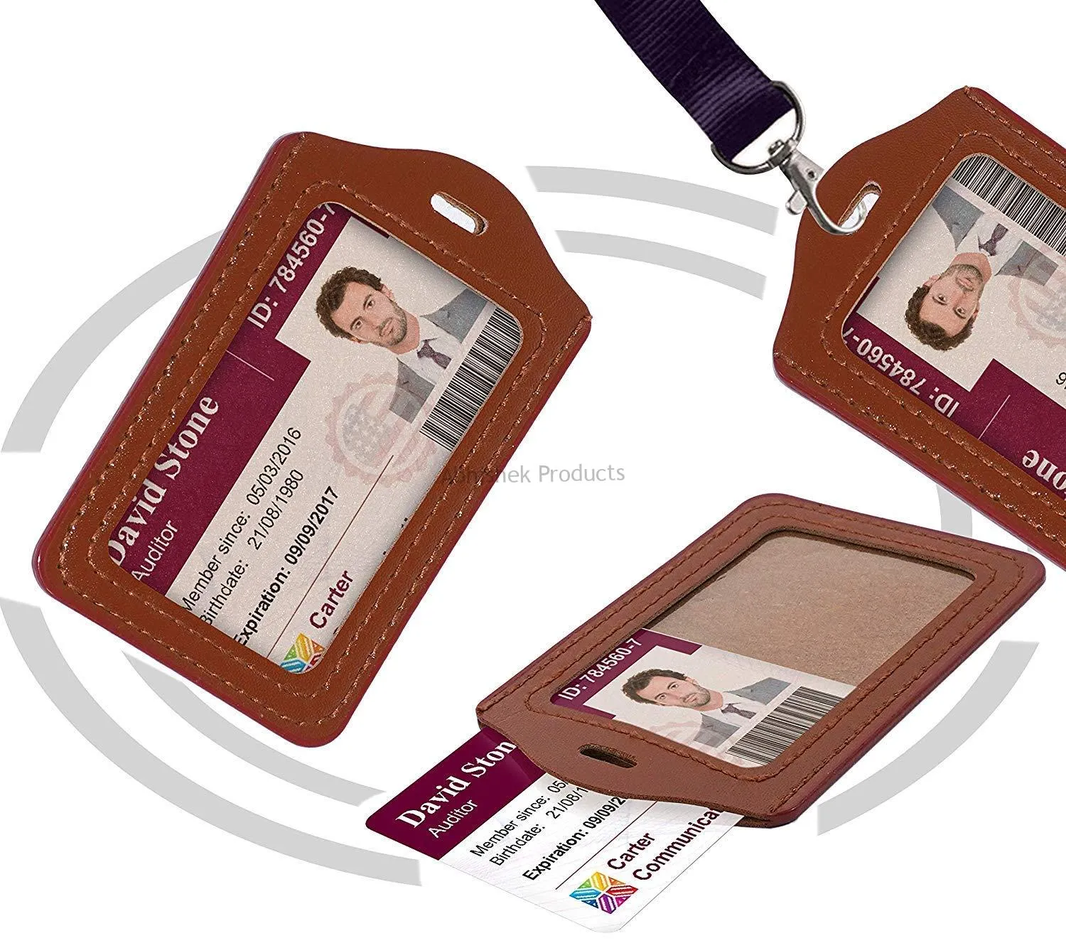 Leather Clear ID Window ID Badge Holder Vertical ID Card Holder