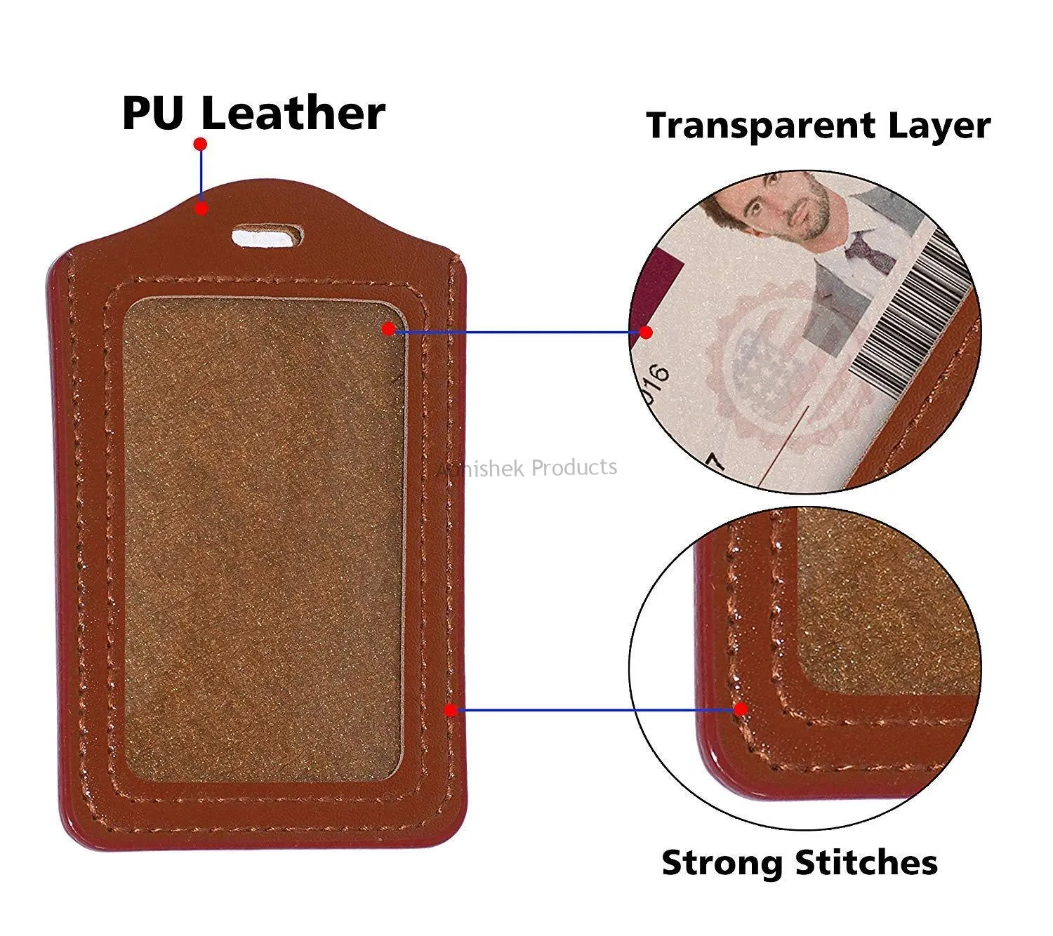 Leather Clear ID Window ID Badge Holder Vertical ID Card Holder