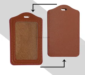 Leather Clear ID Window ID Badge Holder Vertical ID Card Holder