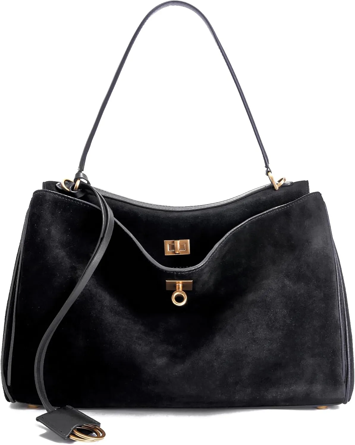 Leather Suede Tote Bag for Women: Genuine Leather Satchel Purse - Fashion Ladies Shoulder Handbag for Travel Work