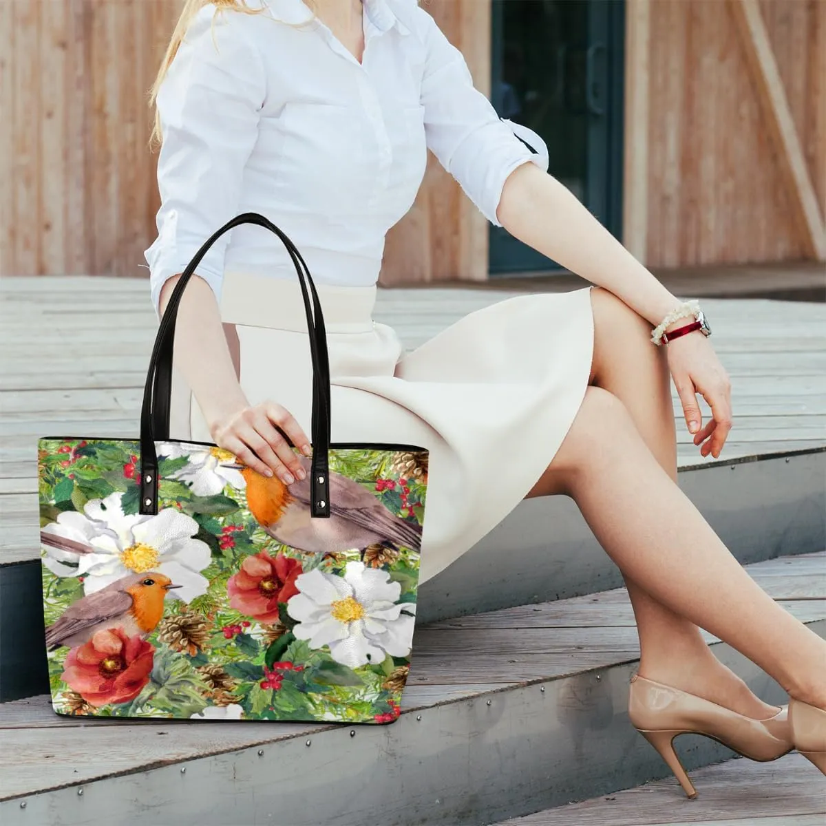 Leather Tote Bag for Women Fashion Shoulder Bag Purses and Handbags Large Capacity Satchel Bags for Work Travel