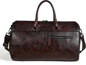 Leather travel luggage, fitness and sports bag, airplane luggage, handbag, crossbody bag (Coffee)