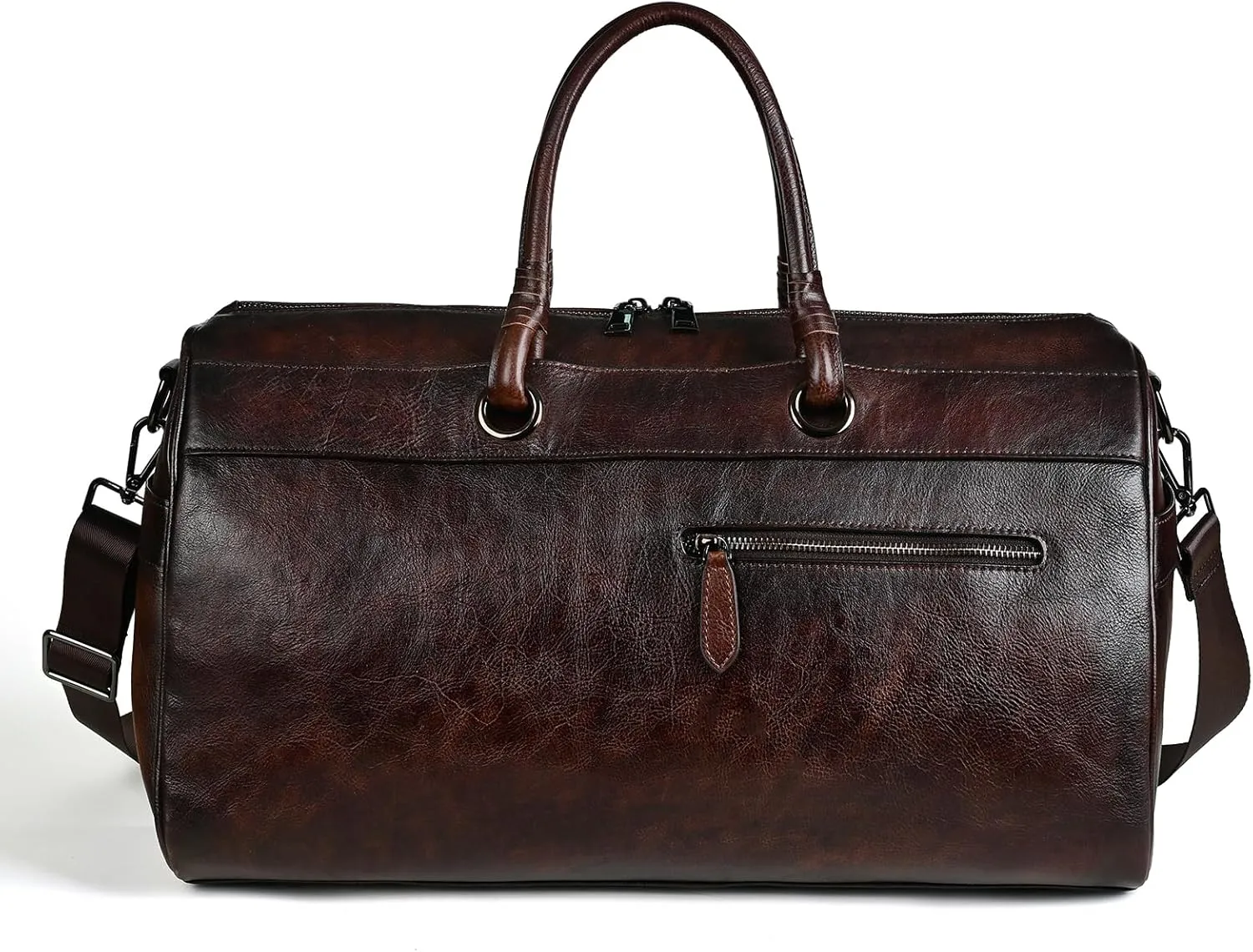 Leather travel luggage, fitness and sports bag, airplane luggage, handbag, crossbody bag (Coffee)