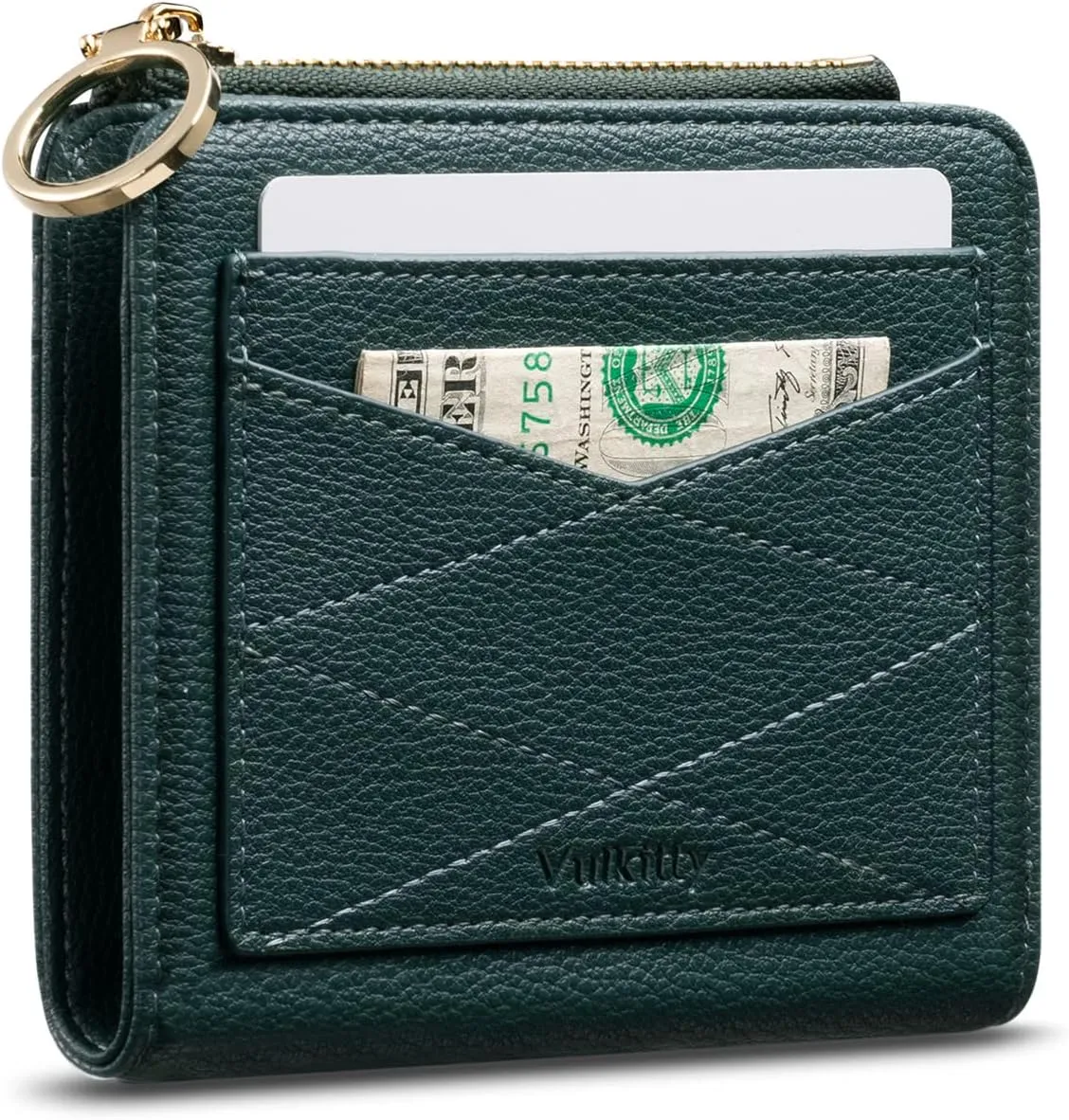 Leather Wallet for Woman RFID Blocking Bifold Small Compact Wallets Zipper Pocket Purse Large Capacity Card Hold Case with ID window