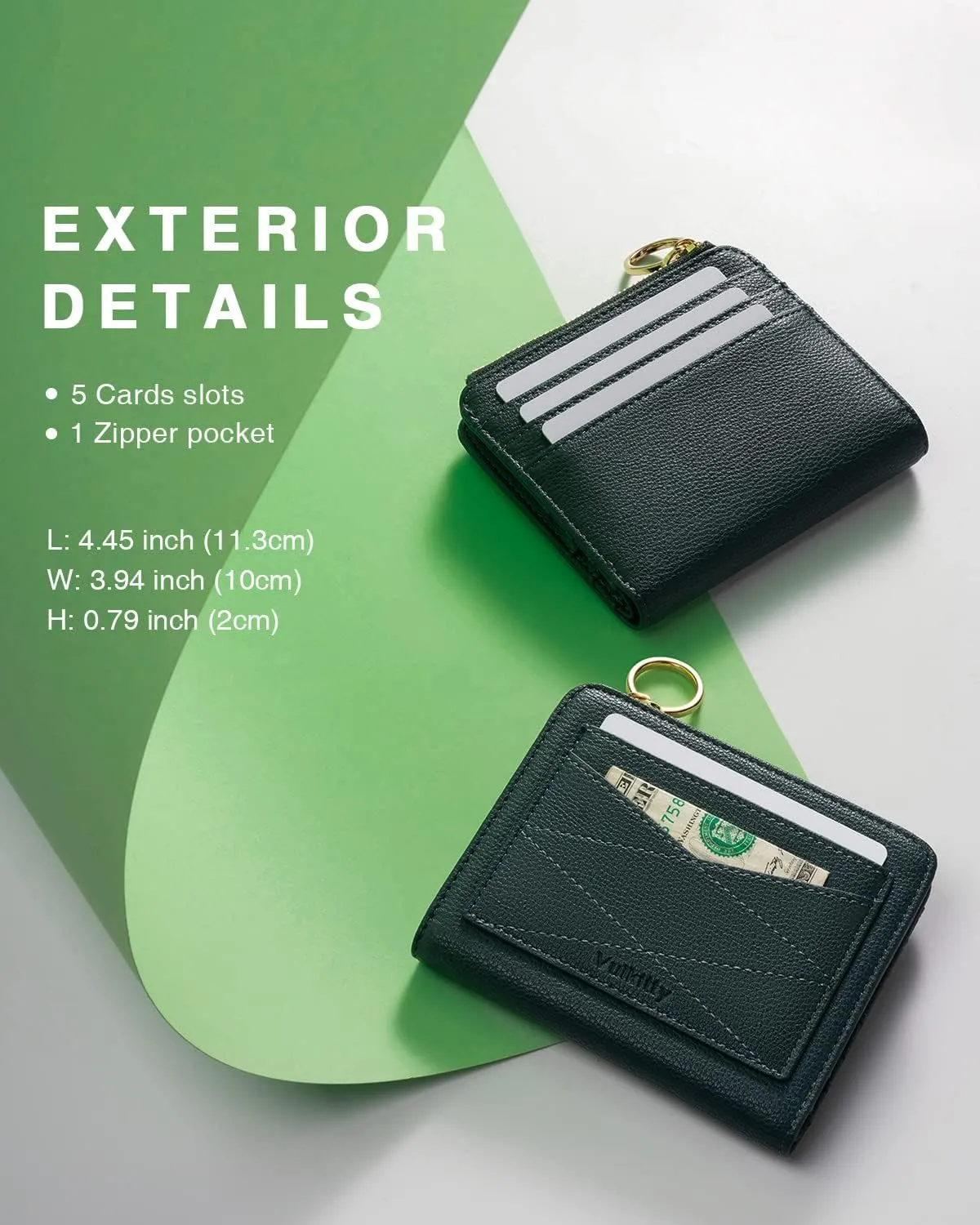 Leather Wallet for Woman RFID Blocking Bifold Small Compact Wallets Zipper Pocket Purse Large Capacity Card Hold Case with ID window