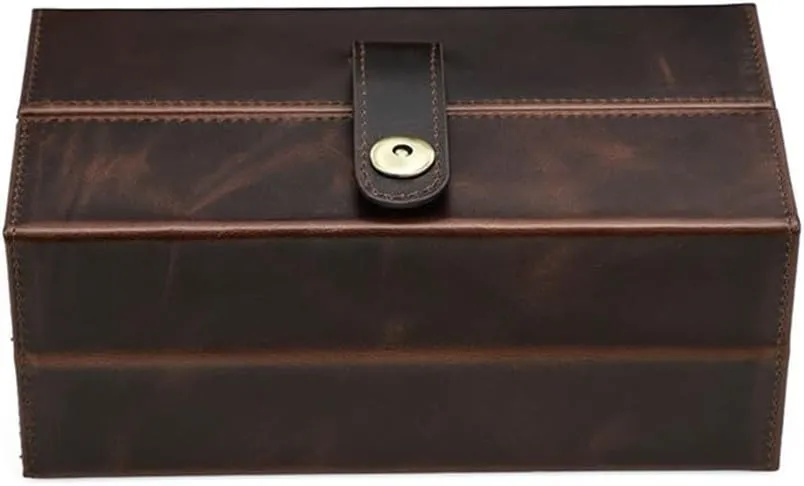 Leather Watch Case Rectangular Outdoor Travel Portable Magnetic Buckle Watch Storage Box