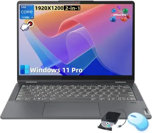 Lenovo IdeaPad Flex 5i 14" 2-in-1 Touchscreen Laptop - Intel 10-Core i5-1235U - 8GB RAM - 512GB SSD - 128GB SD Card - Intel Iris Xe Graphics - Backlit KB - Fingerprint - Windows 11 Pro - w/Drive