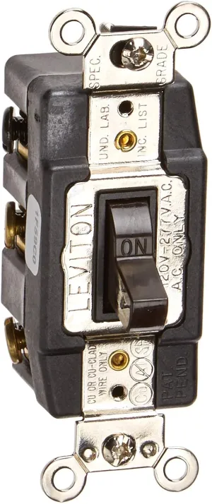 Leviton 1288 30-Amp 120-Volt Toggle Double-Pole AC Quiet Switch, Brown