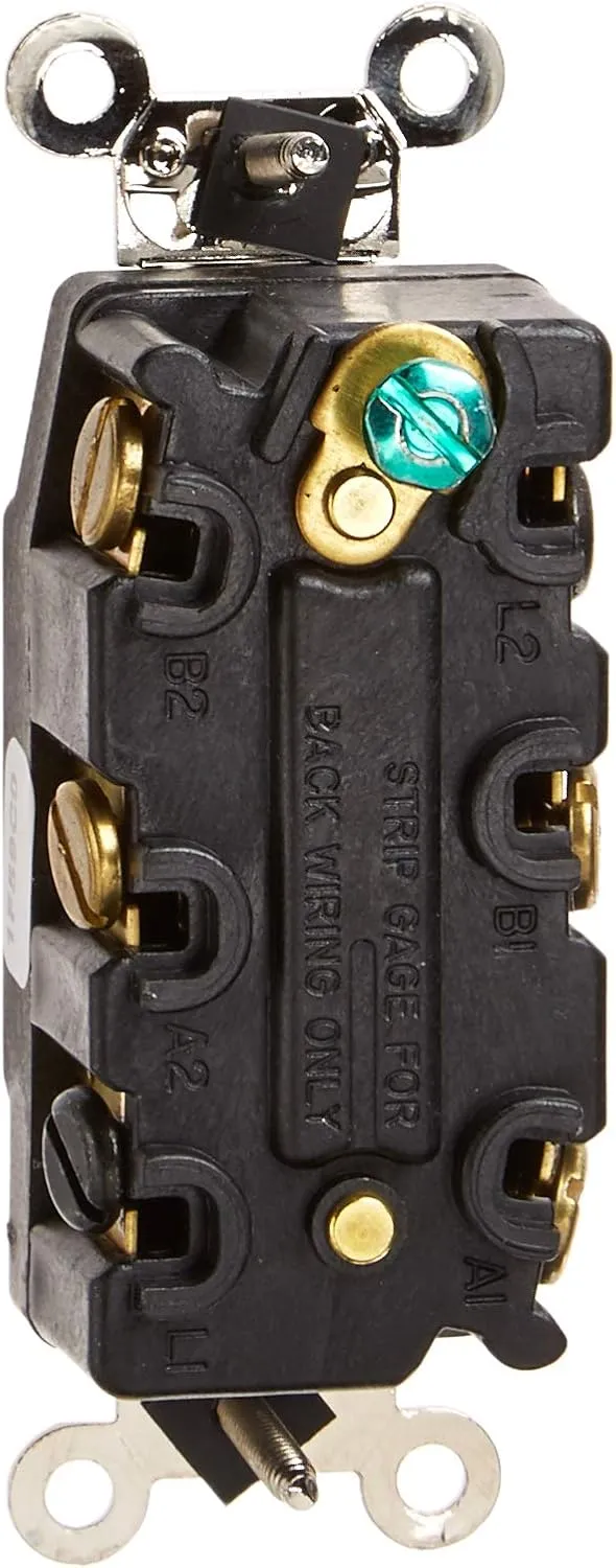 Leviton 1288 30-Amp 120-Volt Toggle Double-Pole AC Quiet Switch, Brown