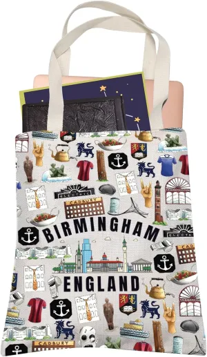 LEVLO Birmingham Canvas Tote Bag Birmingham Souvenir Gift England Travel Shopping Bag Alabama Trip Gift