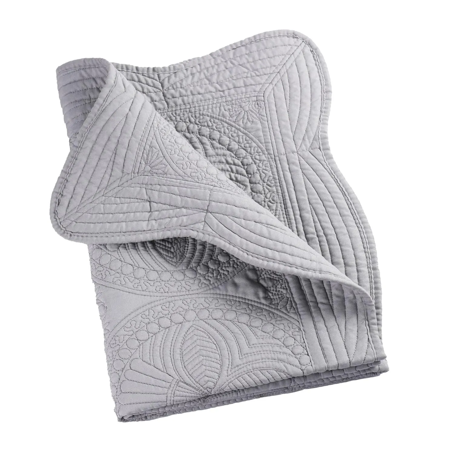 Lightweight Baby Quilt Neutral Durable, Personlized Baby Blankets Monogram Embossed, Four Seasons Cotton Quilted Blanket Toddler Quilt for Boys and Girls 36x46 Inches White (Gray)