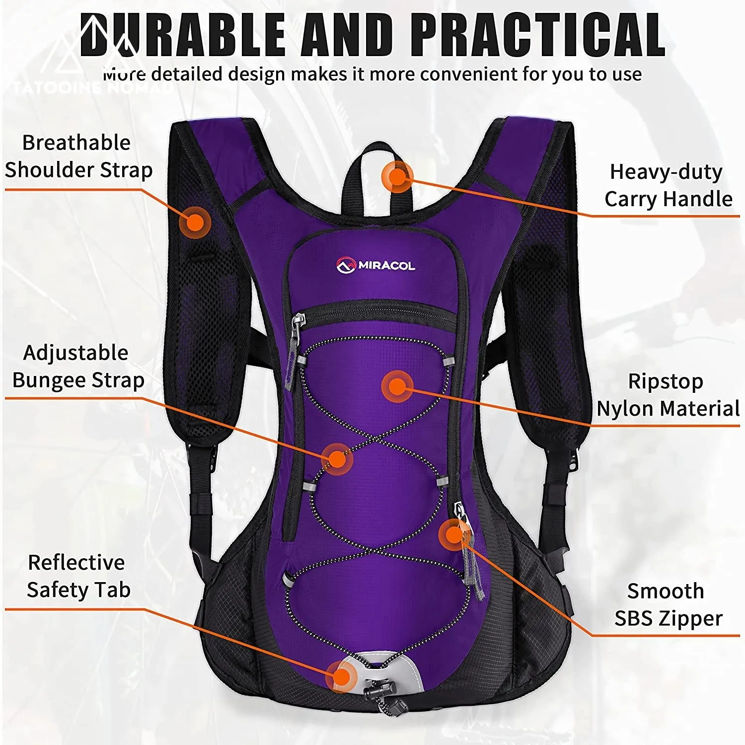 lightweight hydration pack with 2L bladder for outdoor activities