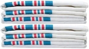 Linteum Textile Receiving Hospital Baby Blankets 100% Cotton Lightweight Comfortable Classic White w/Blue & Pink Stripes (6-Pack, 30x40 in)