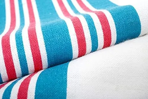 Linteum Textile Receiving Hospital Baby Blankets 100% Cotton Lightweight Comfortable Classic White w/Blue & Pink Stripes (6-Pack, 30x40 in)