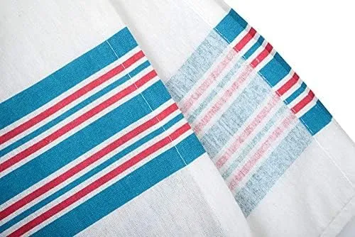 Linteum Textile Receiving Hospital Baby Blankets 100% Cotton Lightweight Comfortable Classic White w/Blue & Pink Stripes (6-Pack, 30x40 in)