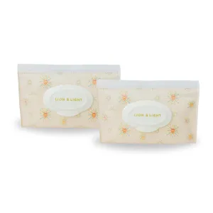 Lion & Light Baby Wipes Dispenser | 2-pack Travel Wipes Case | Wipe Holder for Diaper Bag | Portable & Refillable Wet Wipe Pouch | Reusable Wipes Case