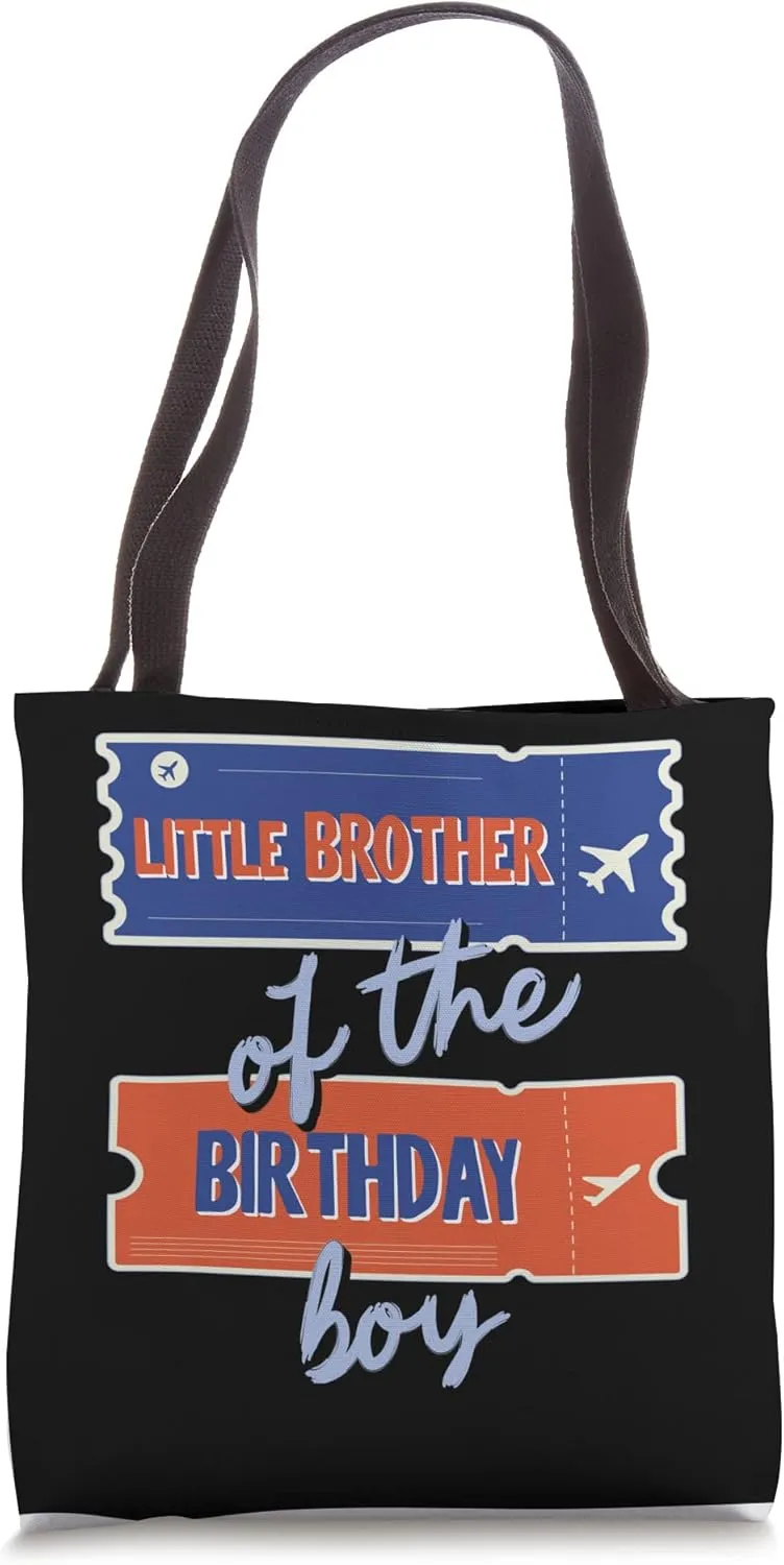 Little Brother Of Birthday Boy Travel Theme Matching Family Tote Bag
