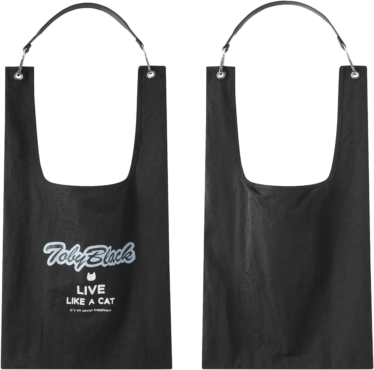 Live Like A Cat LOGO BAG with Detachable Genuine Leather Strap – Tote Bag for Shopping, Dining Out, and Everyday Style