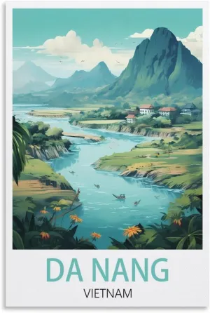 LNUYITR Da Nang Vietnam Vintage Travel Posters 24x36inch(60x90cm) Canvas Art Posters And Wall Art Picture Prints Modern Home Bedroom Decor Posters