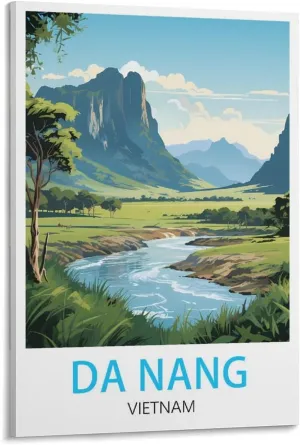 LNUYITR Da Nang Vietnam Vintage Travel Posters 24x36inch(60x90cm) Canvas Art Posters And Wall Art Picture Prints Modern Home Bedroom Decor Posters