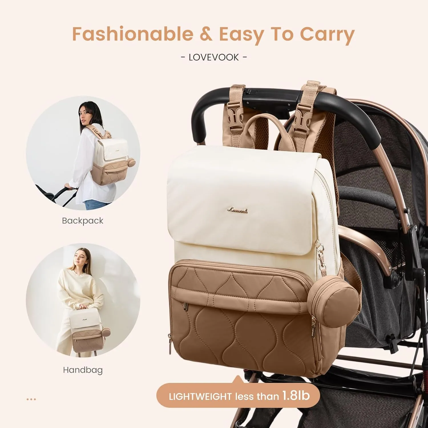 LOVEVOOK Diaper Bag Backpack, Baby Travel Bags for Boys & Girl, Toddler Diaper Bag with Changing Station & Pacifier Case, Pañaleras Para Bebe Niña & Niño - Newborn Essentials Must Haves Mom
