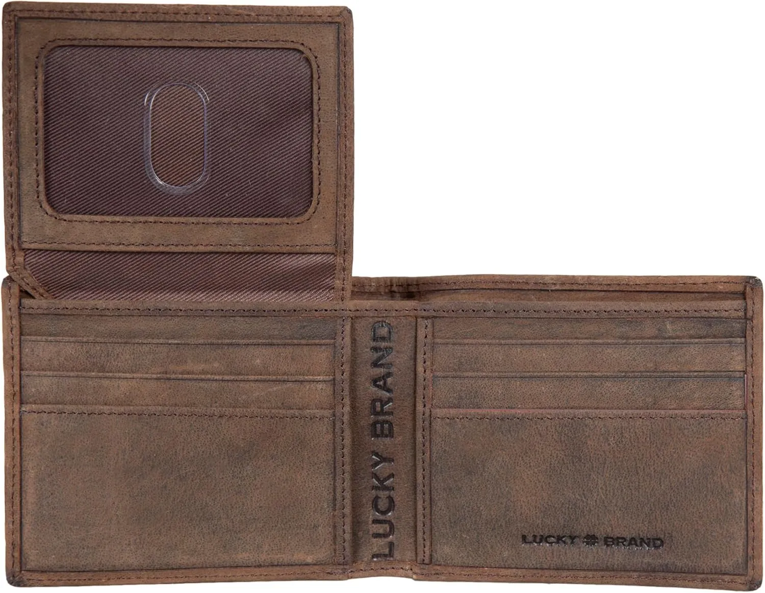 Lucky Brand Men's Bifold Wallet | Id Window | Card Slots | Leather | Organization | Durable | Stylish