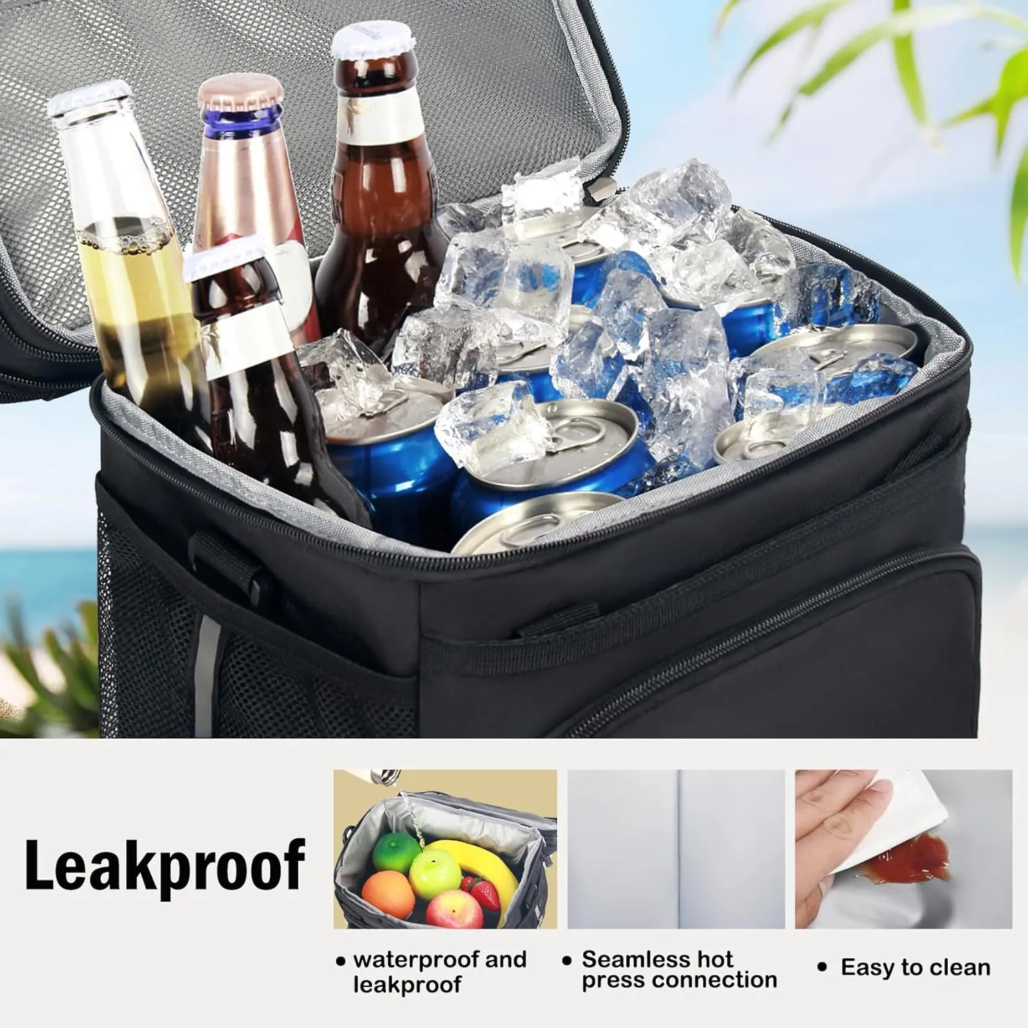 Lunch Box For Men/Women,Large Double-layer Insulated Expandable Reusable Leakproof Cooler Bags For Adults,Lunch Bag With Adjustable Shoulder Strap For Office Travel Picnic(Blue)