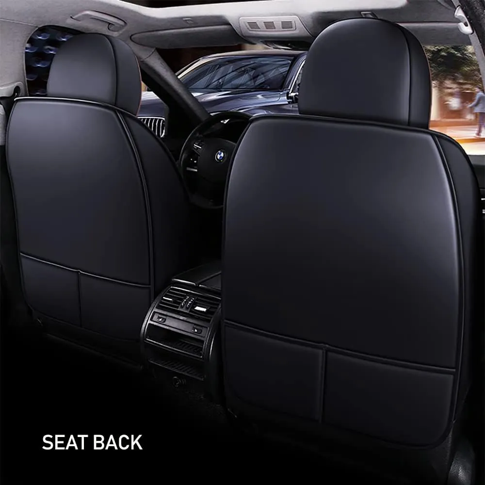 Luxury 2 Seats Car Seat Covers Protectors for Jaguar F-PACE 2017-2025, Back Storage Bag Design & Headrest Pillow & Lumbar Support Black & Coffee Line