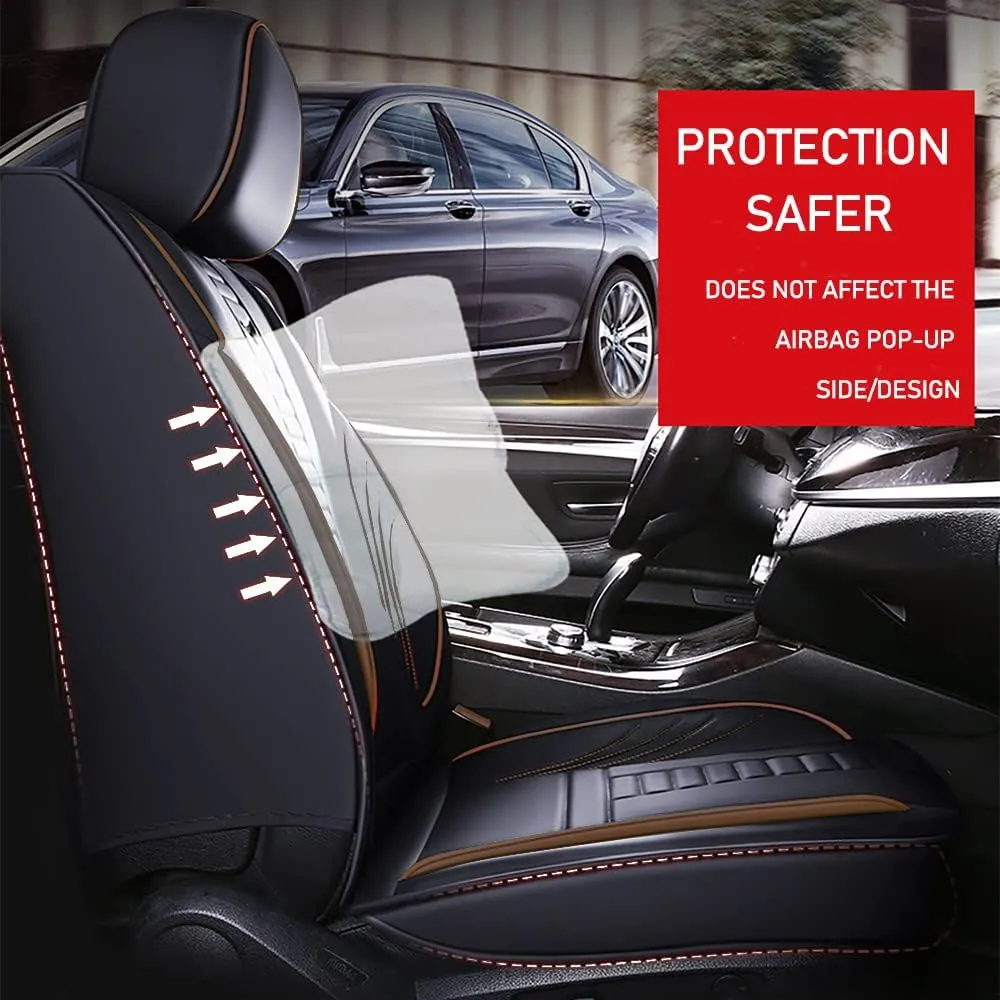 Luxury 2 Seats Car Seat Covers Protectors for Jaguar F-PACE 2017-2025, Back Storage Bag Design & Headrest Pillow & Lumbar Support Black & Coffee Line