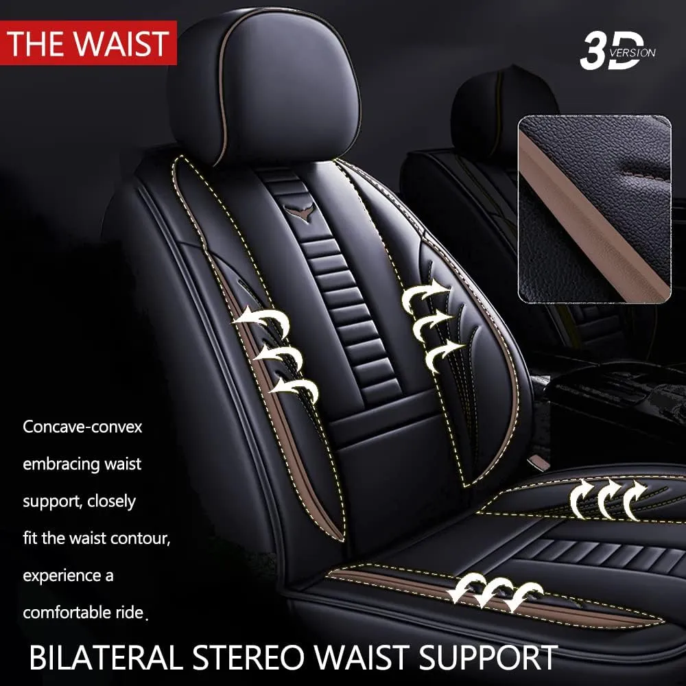Luxury 2 Seats Car Seat Covers Protectors for Jaguar F-PACE 2017-2025, Back Storage Bag Design & Headrest Pillow & Lumbar Support Black & Coffee Line