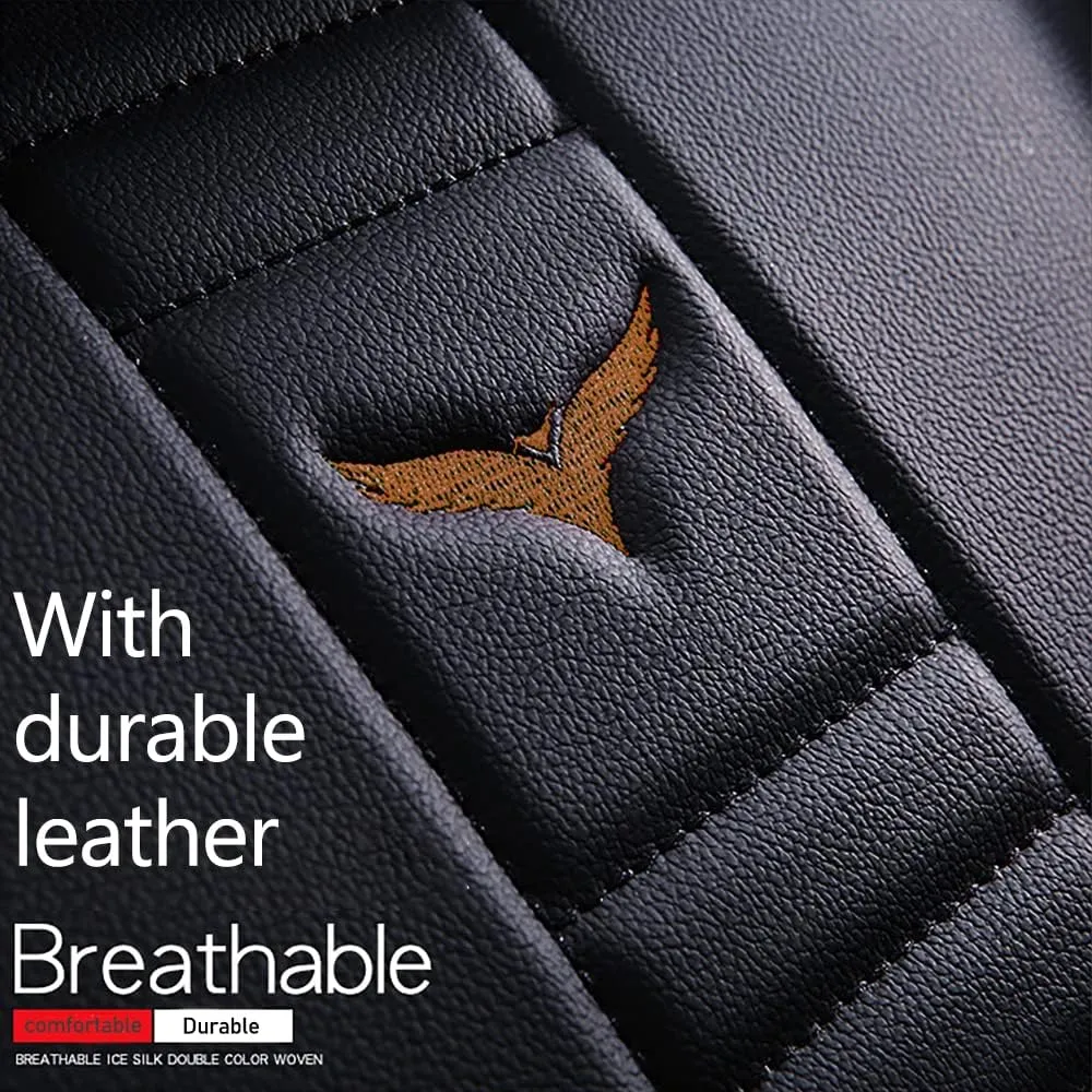 Luxury 2 Seats Car Seat Covers Protectors for Jaguar F-PACE 2017-2025, Back Storage Bag Design & Headrest Pillow & Lumbar Support Black & Coffee Line