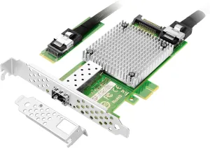 M.2 to 10GbE SFP  NIC, Single SFP  Port with Intel 82599 chip, M.2   M Key   SFF-8087 with 35cm(13.7in) Cable, 10 Gigabit Network Card for Windows, Linux, UEFI
