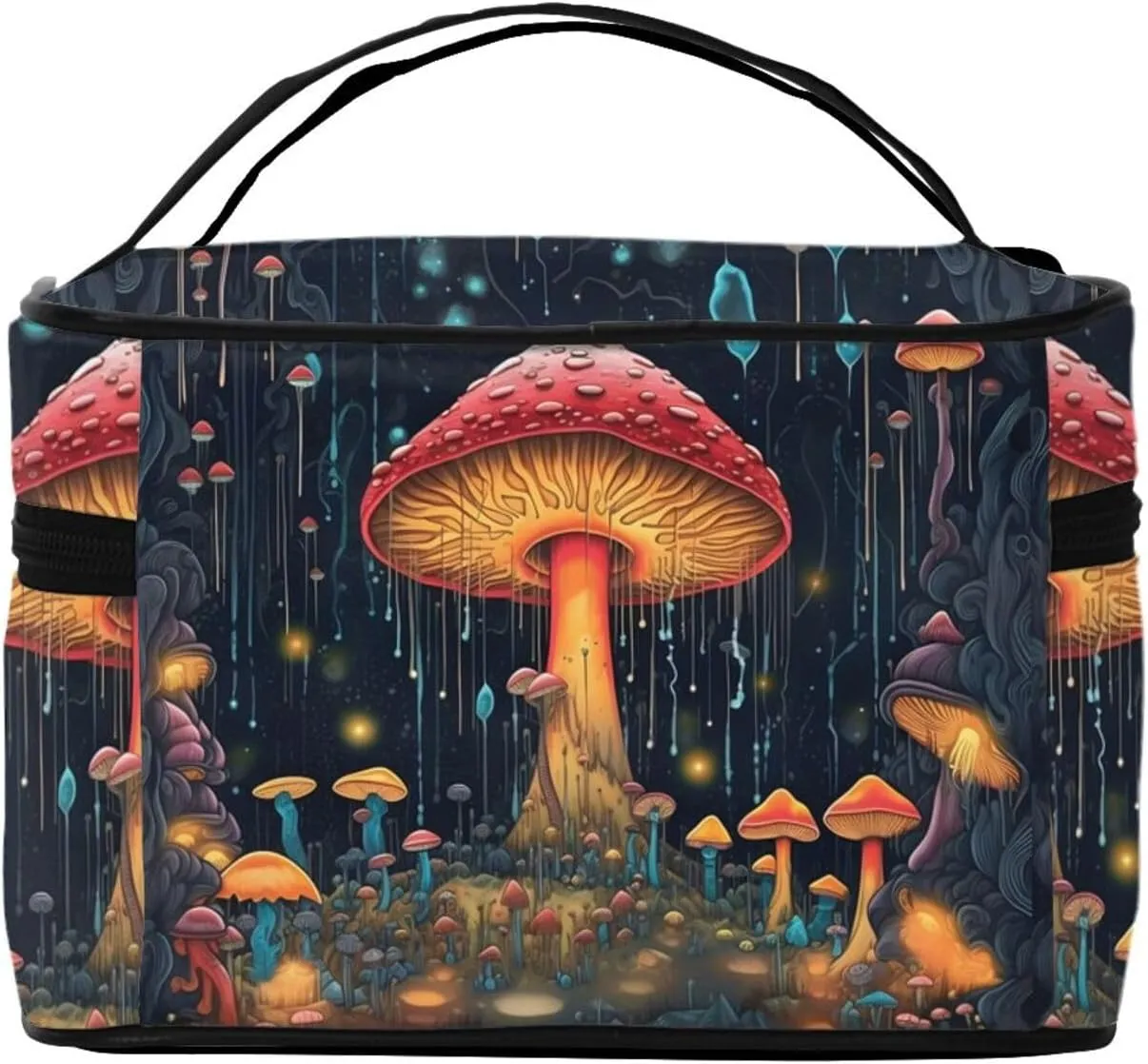 Magic Mushroom Plant Makeup Bag for Women Travel Cosmetic Bag Large Makeup Case Portable Toiletry Skincare Organizer Bag