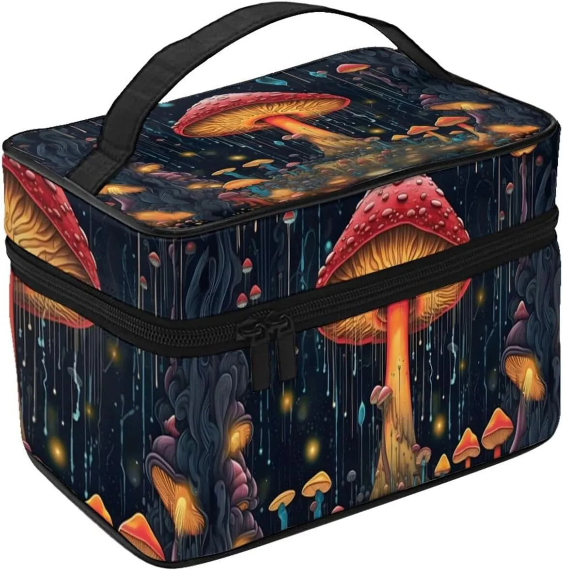 Magic Mushroom Plant Makeup Bag for Women Travel Cosmetic Bag Large Makeup Case Portable Toiletry Skincare Organizer Bag