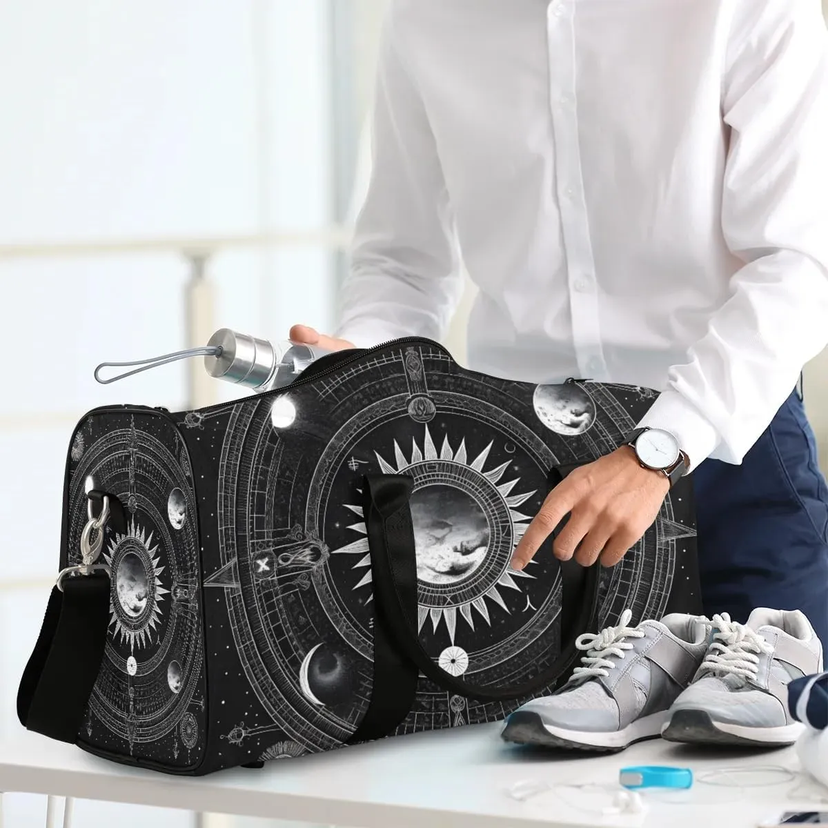 Magic Theme Travel Duffel Bag for Women Men Waterproof Foldable Overnight Weekender Bag Large Capacity Sports Gym Bag