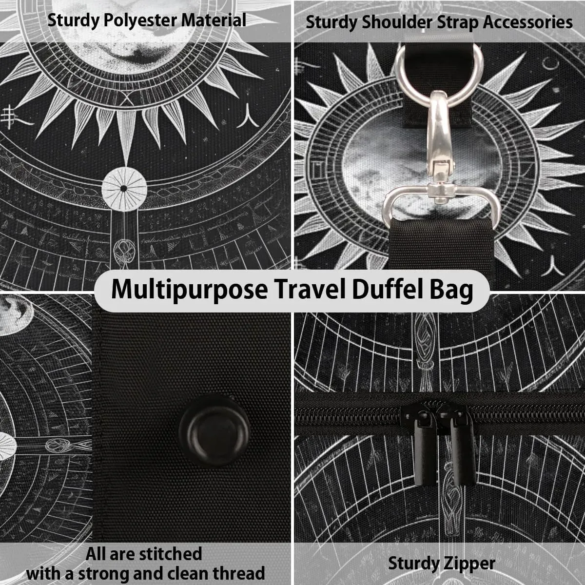 Magic Theme Travel Duffel Bag for Women Men Waterproof Foldable Overnight Weekender Bag Large Capacity Sports Gym Bag