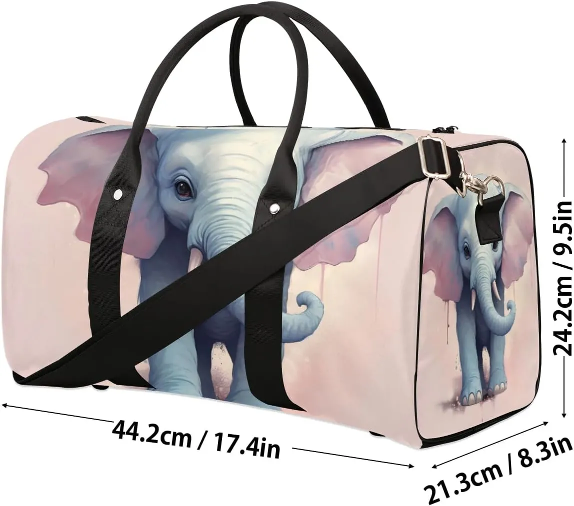 Magical Elephant Travel Duffel Bag for Women Men Waterproof Foldable Overnight Weekender Bag Large Capacity Sports Gym Bag