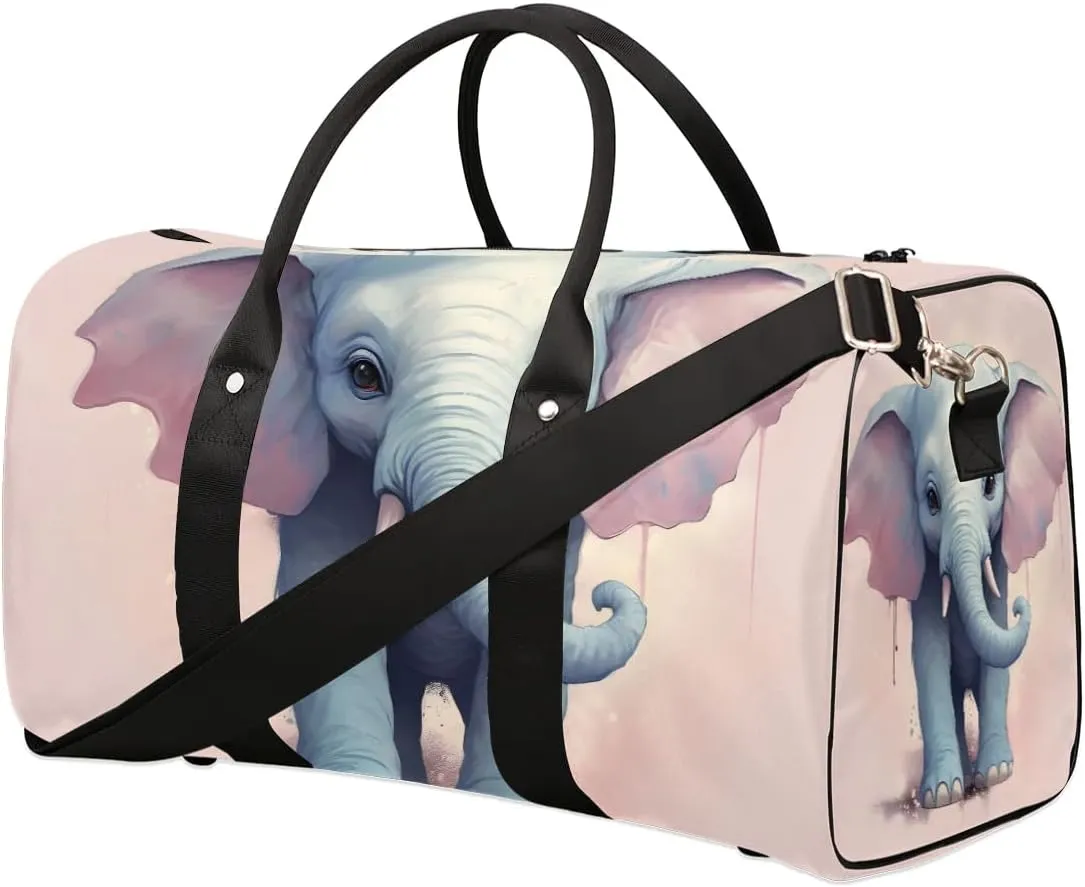 Magical Elephant Travel Duffel Bag for Women Men Waterproof Foldable Overnight Weekender Bag Large Capacity Sports Gym Bag