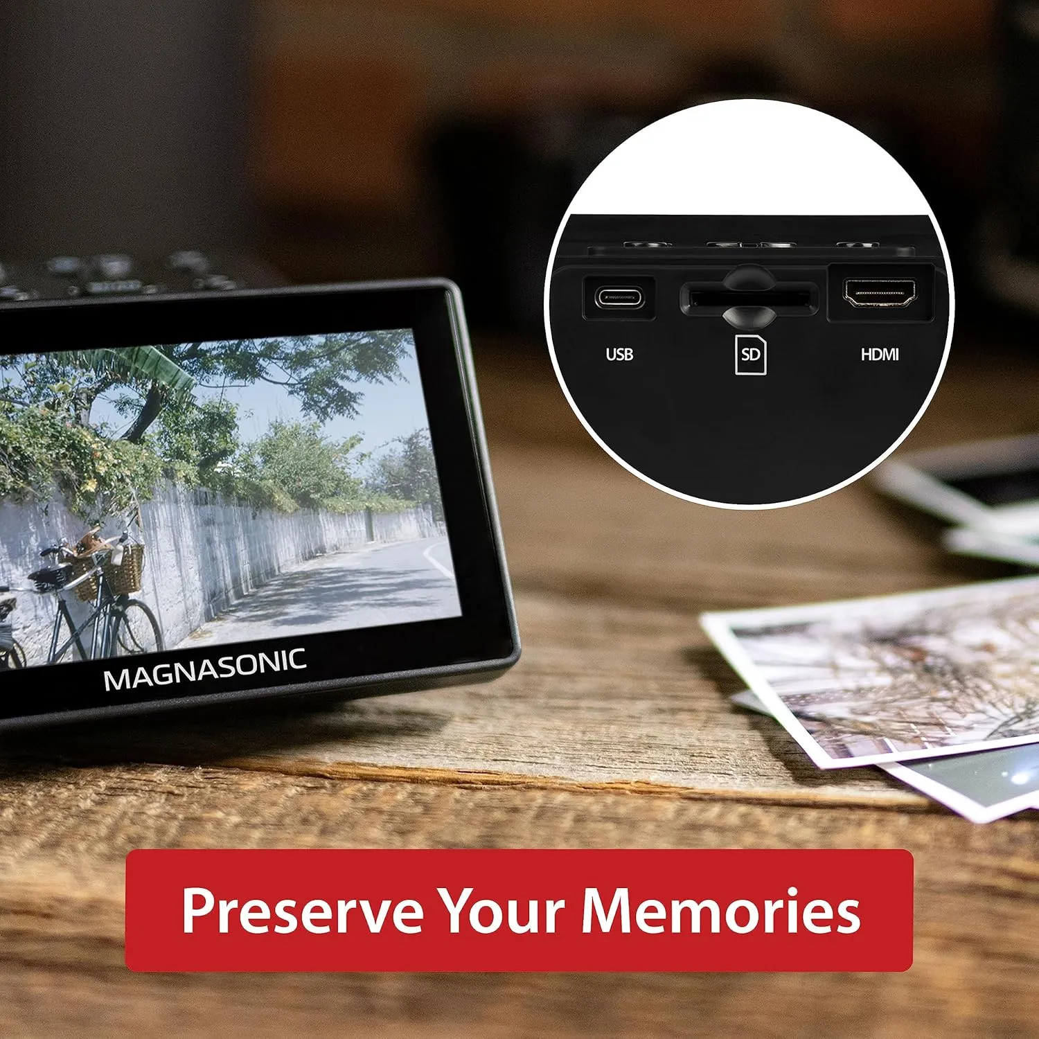 Magnasonic 25MP Film Scanner with Large 5" Display & HDMI and 32GB SanDisk SD Card, Converts 35mm/126/110/Super 8 Film & 135/126/110 Slides into Digital Photos, Built-in Memory